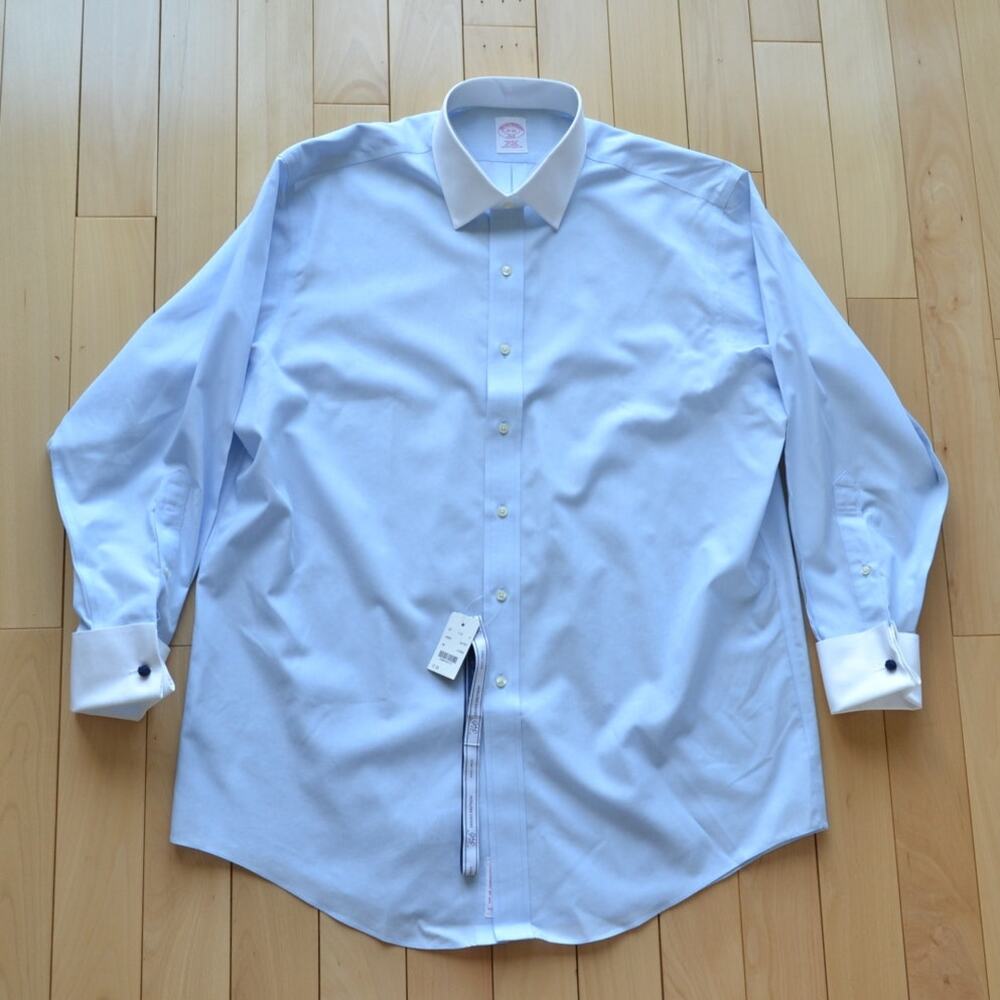 NWT Brooks Brothers Button Down Dress Shirt Blue with White Cuffs Size 2XL